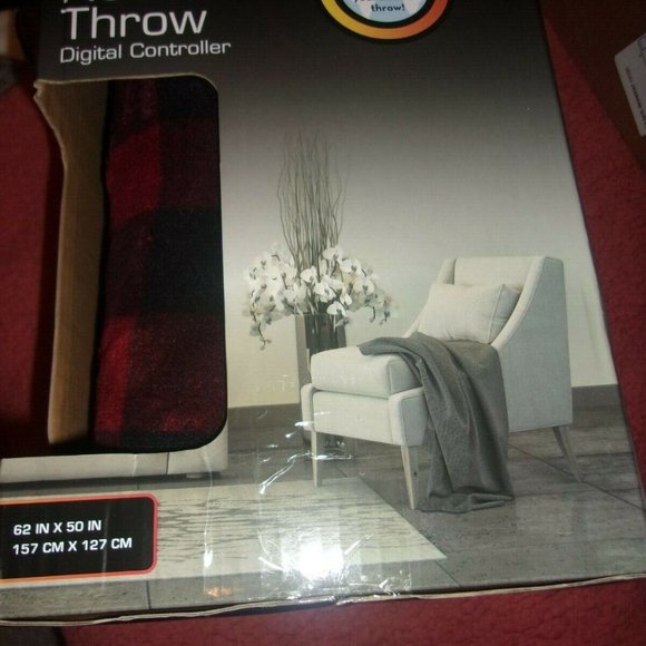 Biddeford Micro Plush Electric Heated Plaid Throw Blanket 62" x 50" Buffalo Red - Picture 1 of 4